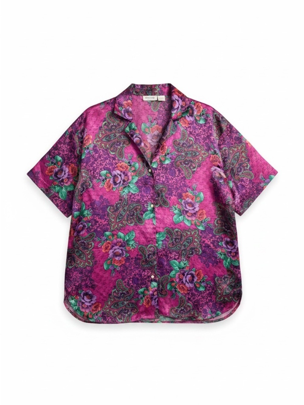 Victoria's Secret Gold Label Paisley Floral Satin Sleep‎ Shirt Size M/L